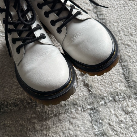 Dr. MARTENS Luana White Leather Combat Boots lace up 6 - Picture 6 of 9